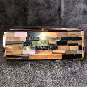 Kotur Mosaic Creel Wood Clutch